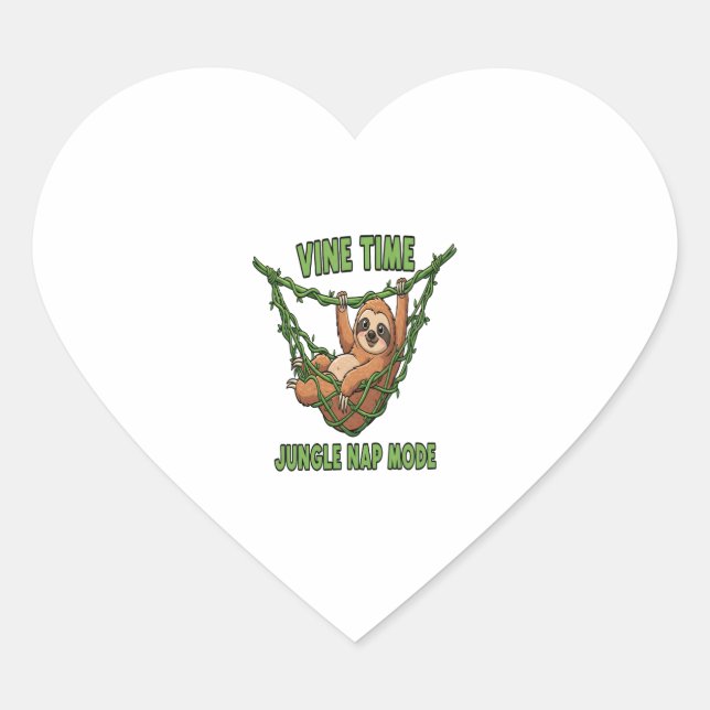 Sloth's Jungle Nap Heart Sticker (Front)