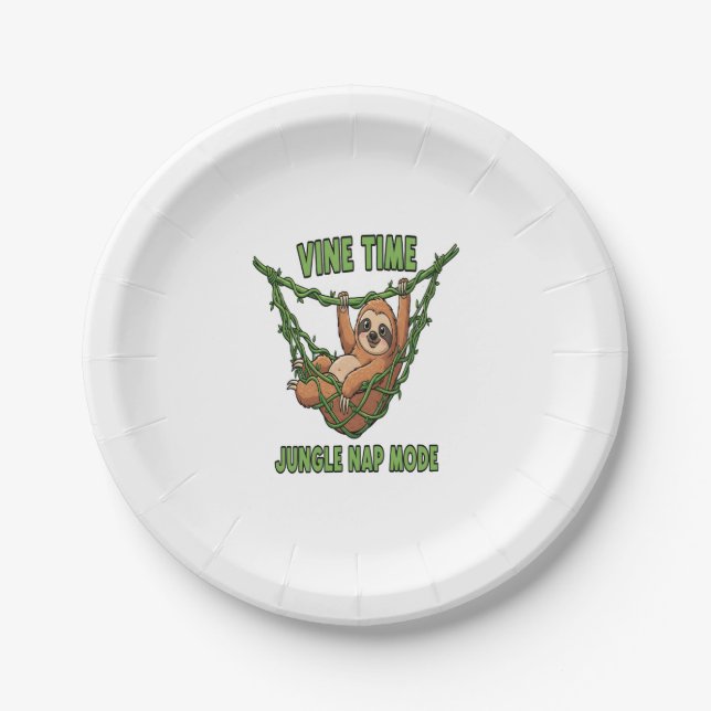 Sloth's Jungle Nap Paper Plate (Front)