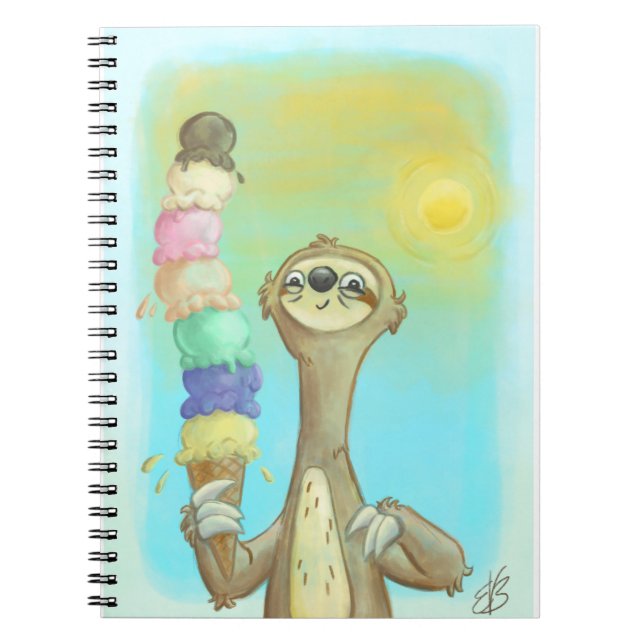 Sloths Loves Ice Cream! Notebook (Front)