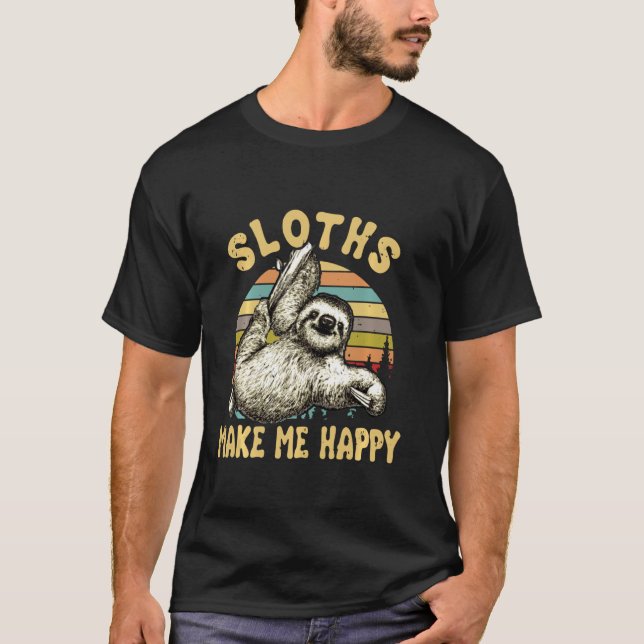 Sloths Make Me Happy Sloths So Cute Long Sleeve T-Shirt (Front)