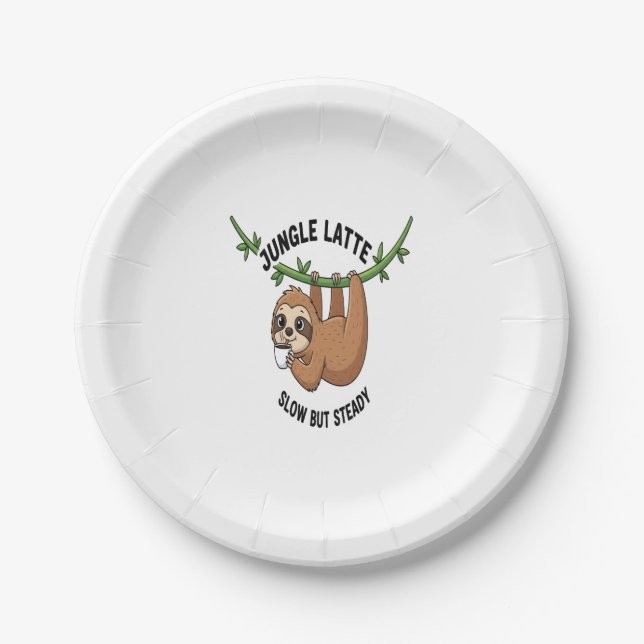 Sloth's Morning Coffee Paper Plate (Front)