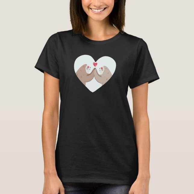 sloths with hearts in the heart for sloth friends T-Shirt (Front)