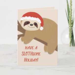 Slothsome Holiday Sloth Christmas Greeting Card