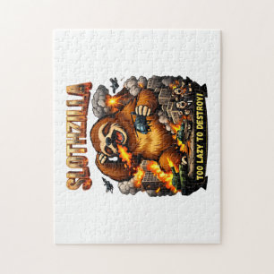 Slothzilla Too Lazy to Destroy,Funny Kaiju Monster Jigsaw Puzzle