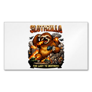 Slothzilla Too Lazy to Destroy,Funny Kaiju Monster Magnetic Business Card