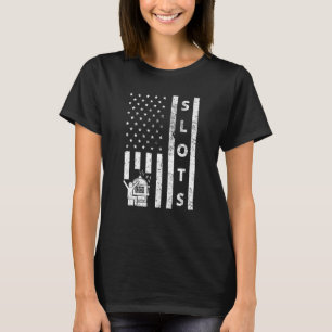 Slots Vintage US Flag Slot Machine Gambling Casino T-Shirt