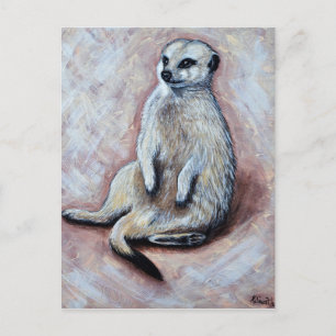Slouchy Meerkat Painting Postcard