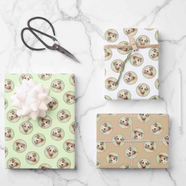 Sloughi Painting Golden Sand Cute Original Dog Art Wrapping Paper Sheet (Front)