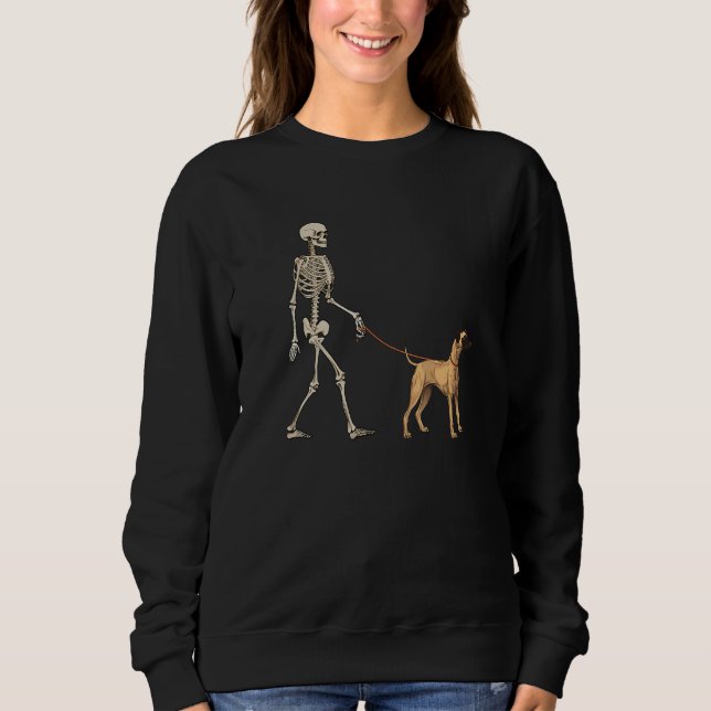 Sloughi Skeleton Dog Walking Halloween Dog Sweatshirt (Front)