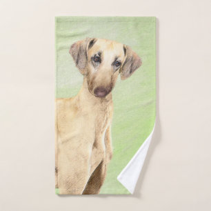 Sloughis Painting - Cute Original Dog Art Bath Towel Set