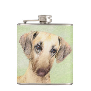 Sloughis Painting - Cute Original Dog Art Hip Flask