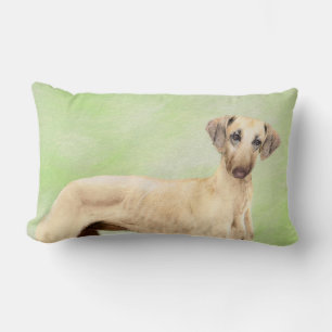 Sloughis Painting - Cute Original Dog Art Lumbar Cushion
