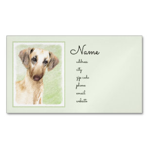 Sloughis Painting - Cute Original Dog Art Magnetic Business Card