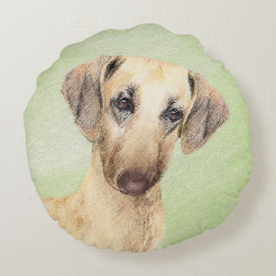 Sloughis Painting - Cute Original Dog Art Round Cushion
