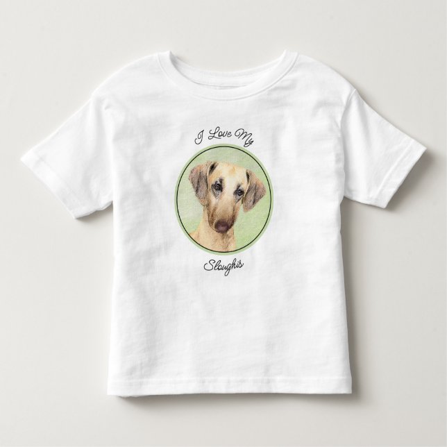 Sloughis Painting - Cute Original Dog Art Toddler T-Shirt (Front)