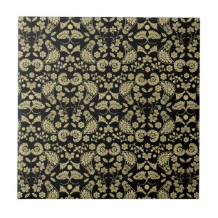 Slovak Country Folk Art Ceramic Tile