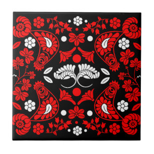 Slovak Country Folk Art Ceramic Tile