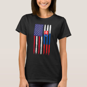 Slovak Roots Half American Flag Patriotic Slovak T-Shirt
