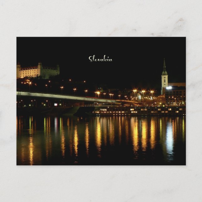 Slovakia, at night, beautiful cityscape photograph postcard (Front)