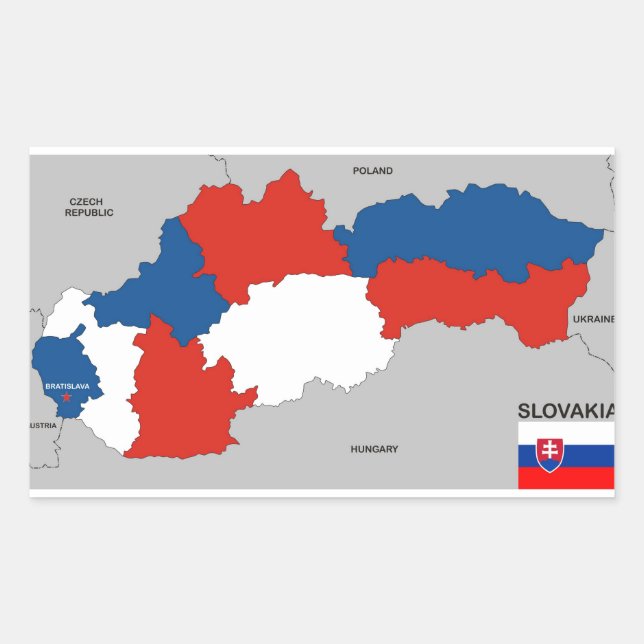 slovakia country political map flag rectangular sticker (Front)