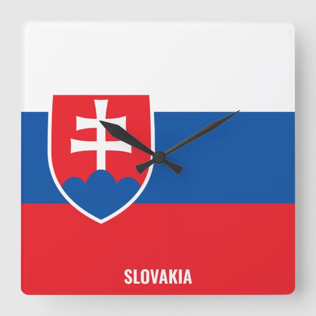 Slovakia Flag Dazzling Patriotic Square Wall Clock (Front)