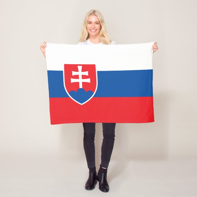 Slovakia Flag Fleece Blanket (In Situ)