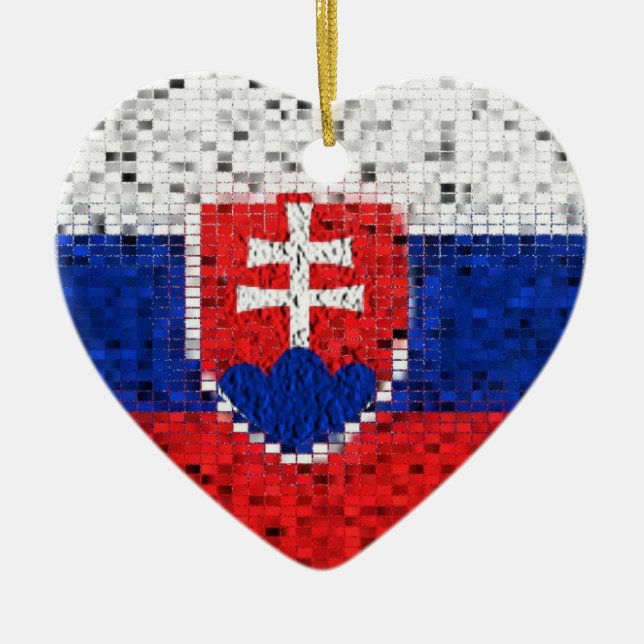 Slovakia Flag glitter ornament (Front)