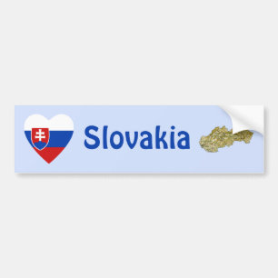 Slovakia Flag Heart + Map Bumper Sticker
