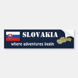 Slovakia Flag + Map Bumper Sticker