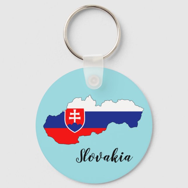 Slovakia Flag Map Key Ring (Front)