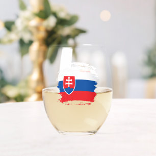 Slovakia flag stemless wine glass