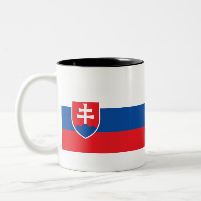 Slovakia Flag Two-Tone Coffee Mug (Left)