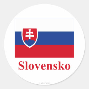 Slovakia Flag with Name in Slovak Classic Round Sticker