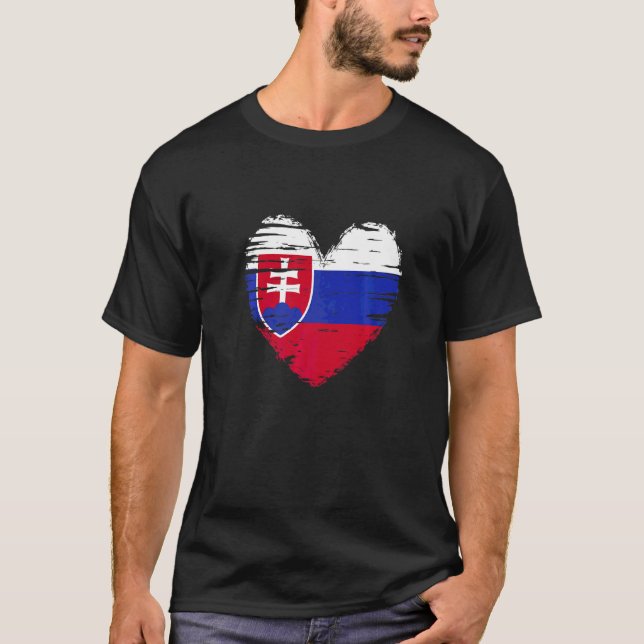 Slovakia Heart Slovak Flag Slovak Pride T-Shirt (Front)