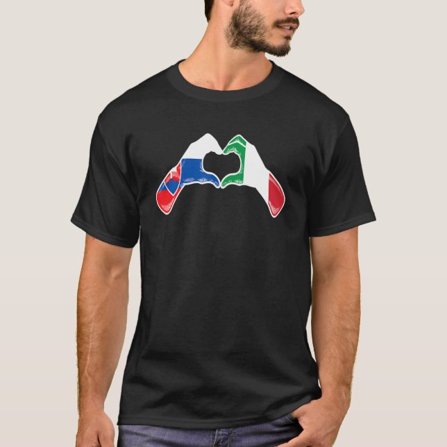 Slovakia Italy Flag  Slovakian Italian Heart T-Shirt (Front)