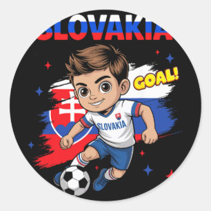 Slovakia Kid Goal Cartoon Slovenska Slovakian Flag Classic Round Sticker