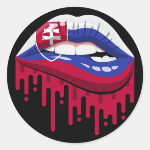 Slovakia lips pride root flag classic round sticker