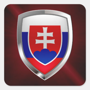 Slovakia Metallic Emblem Square Sticker