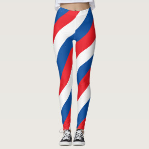 Slovakia National Flag Colours Diagonal Striped Leggings