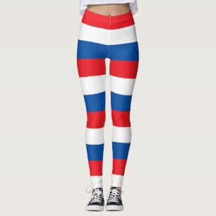 Slovakia National Flag Colours Horizontal Striped Leggings
