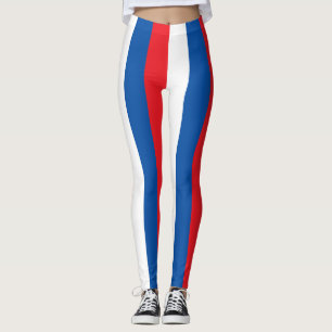 Slovakia National Flag Colours Vertical Striped Leggings