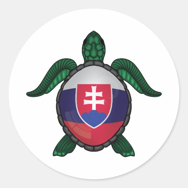 Slovakia sea turtle flag classic round sticker (Front)