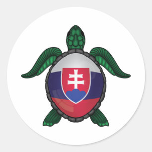 Slovakia sea turtle flag classic round sticker