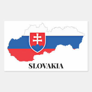 SLOVAKIA SILHOUETTE, LABELED, RECTANGULAR STICKER