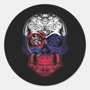 Slovakia Skull And Roses Flag Classic Round Sticker
