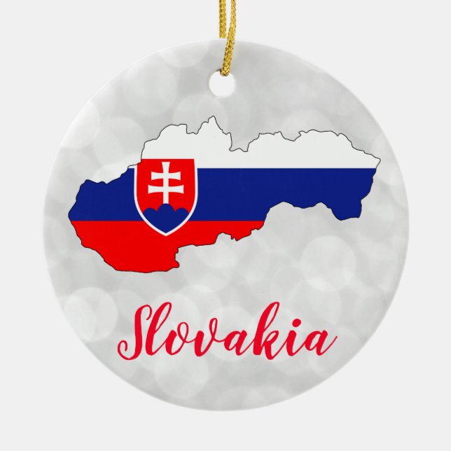 Slovakia Slovak Flag Map Christmas Ceramic Ornament (Front)