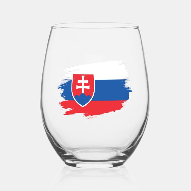 Slovakia, Slovakia Flag Stemless Wine Glass (Back)