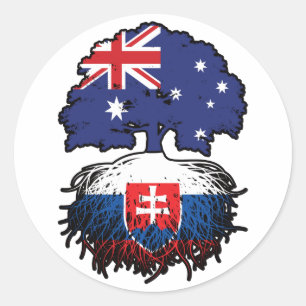 Slovakia Slovakian Australian Australia Tree Roots Classic Round Sticker