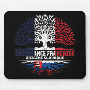 Slovakia Slovakian French France Tree Roots Flag Mouse Pad