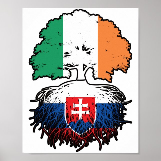 Slovakia Slovakian Irish Ireland Tree Roots Flag Poster (Front)